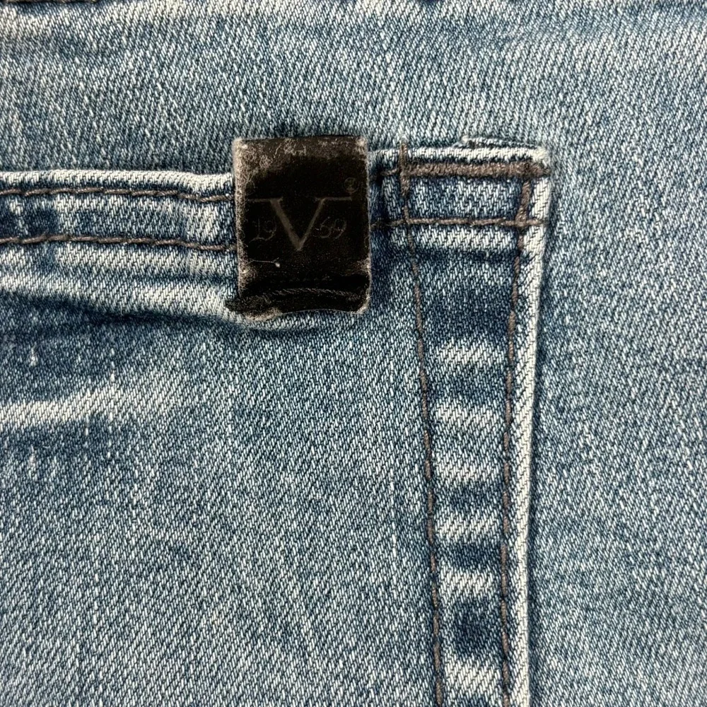 Versace V1969 Abbigliamento Sportivo Shorts Mens 30 Blue‎ Denim Moto Acid Wash